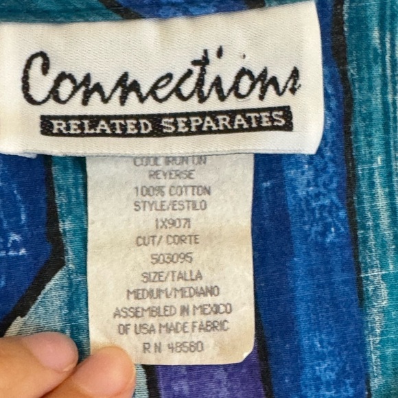 Vintage Connections Related Separates Abstract Geometric Button Down Shirt - Med - Picture 5 of 7